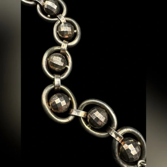 Vintage Sterling Silver Italy Disco Ball Spinners Link Toggle Bracelet Lot 7.5”